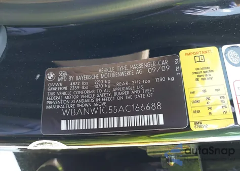 2010 BMW 535I z USA, uszkodzony, nr VIN WBANW1C55AC166688